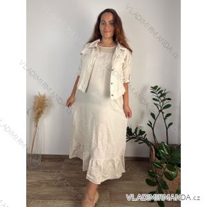 Komplet elegantní krátký rukáv dámské ¨nadrozměr (46/48/50 ONE SIZE) ITALSKÁ MÓDA IMSM2606325