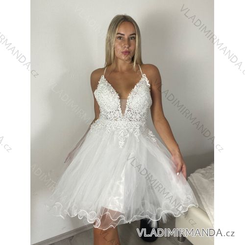 Šaty krátke spoločenské na ramienka dámske (S/M ONE SIZE) TALIANSKA MÓDA IMM23M50176