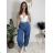 Nohavice riflové trojštvrťové 3/4 krátke dámske (S/M/L ONE SIZE) TALIANSKA MÓDA IMD26017/DUR svetlo modrá S/M/L