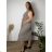 Šaty košilové lněné krátky rukáv dámske nadrozmer LUISA (44/46/48 ONE SIZE) TALIANSKA MÓDA IMSM2600010/DUR 44/46/48 béžová