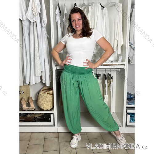 Nohavice aladinky harémky dlhé dámske (M/L ONE SIZE) TALIANSKA MÓDA IMD22212/DR zelená M/L