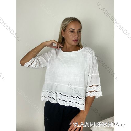 Tunika letní krátky rukáv dámska (S/M/L ONE SIZE) TALIANSKA MÓDA IMPMNC261292/DUR S/M/L biela