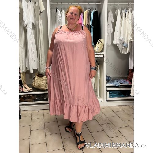Šaty letné krátky rukáv dámske nadrozmer (50/52/54 ONE SIZE) TALIANSKA MÓDA IM426232/DUR starorůžová 50/52/54