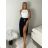 Kalhoty letní s páskem dámske (S/M/L ONE SIZE) TALIANSKA MÓDA IMPMNC268173/DUR S/M/L čierna