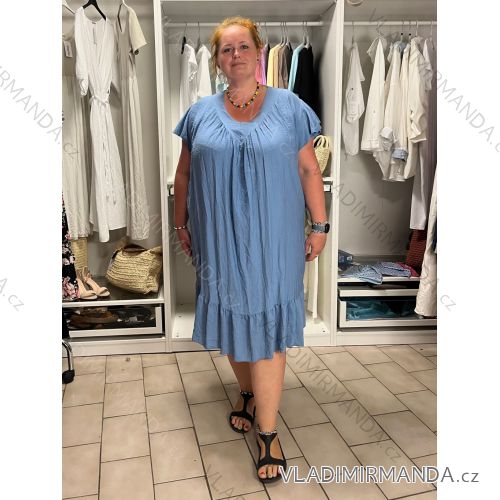 Šaty letní krátky rukáv dámske nadrozmer  ISLA (54/56/58 ONE SIZE) TALIANSKA MóDA IM4265864