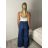 Nohavice proužek opaskom dámske (S/M/L ONE SIZE) TALIANSKA MÓDA IMWTM260007/DUR S/M/L tmavo modrá