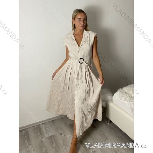 Šaty dlhé košeľové rukávu dámske (S/M/L ONE SIZE) TALIANSKA MÓDA IMM2612357