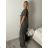 Komplet tunika krátký a nohavice dlhé dámska (M/L ONE SIZE)  TALIANSKA MÓDA IMPLU268422/DUR M / L tm. hnědá