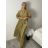 Komplet tunika krátký a nohavice dlhé dámska (M/L ONE SIZE)  TALIANSKA MÓDA IMPLU268422/DUR M / L tm. hnědá