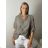 Košeľa letní lněná 3/4 dlhý rukáv dámska nadrozměr DORA (42/44/46 ONE SIZE) TALIANSKA MÓDA IMWAD260003