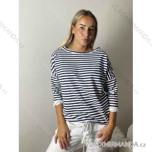 Mikina oversize stahovací tenká jarní dámská proužek (S/ML ONE SIZE) TALIANSKÁ MÓDA IM518226