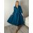 Šaty dlhé košilové 3/4 dlhý rukáv dámske KONSTANCE (S/M/L ONE SIZE) TALIANSKA MÓDA IM5260001/DUR sv. zelená S/M/L