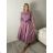 Šaty dlhé košilové 3/4 dlhý rukáv dámske KONSTANCE (S/M/L ONE SIZE) TALIANSKA MÓDA IM5260001/DUR sv. zelená S/M/L