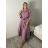 Šaty dlhé košilové 3/4 dlhý rukáv dámske KONSTANCE (S/M/L ONE SIZE) TALIANSKA MÓDA IM5260001/DUR sv. zelená S/M/L