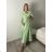 Šaty dlhé košilové 3/4 dlhý rukáv dámske KONSTANCE (S/M/L ONE SIZE) TALIANSKA MÓDA IM5260001/DUR sv. zelená S/M/L