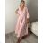 Šaty dlhé košilové 3/4 dlhý rukáv dámske KONSTANCE (S/M/L ONE SIZE) TALIANSKA MÓDA IM5260001/DUR sv. zelená S/M/L