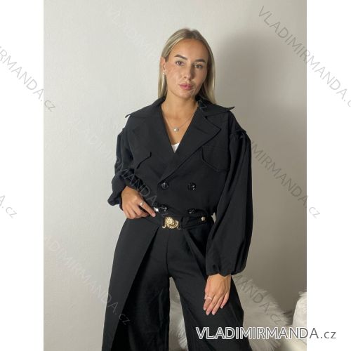Kabátek krátký oversize dlhý rukáv dámska KRISTANA (S/M/L ONE SIZE) TALIANSKA MÓDA IMWTM2600010/DUR S/M/L čierna