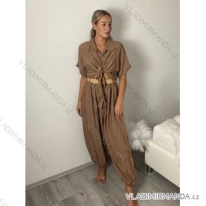 Souprava letní kalhoty dlouhé a košile krátký rukáv dámska KLAUDI (M/L/XL ONE SIZE) TALIANSKA MÓDA IMWBJ260002/DUR
