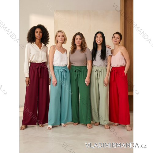 Nohavice letné dlhé dámske LUCY (40/42/44 ONE SIZE) TALIANSKA MÓDA FOS26FWS-2554/DUR 40/42/44 zelená