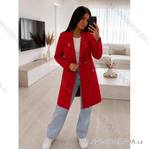 Kabát elegantný flaušový dlhý rukáv dámsky (S/M/L ONE SIZE) TALIANSKA MÓDA IMWBS26100