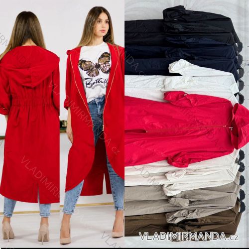 Bunda predĺžená tenká s kapucňou 3/4 dlhý rukáv dámska (S/M/L ONE SIZE) TALIANSKA MÓDA IMWGG26001