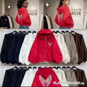 Bunda krátka tenká s kapucňou dlhý rukáv dámska (S/M/L ONE SIZE) TALIANSKA MÓDA IMWGG26004