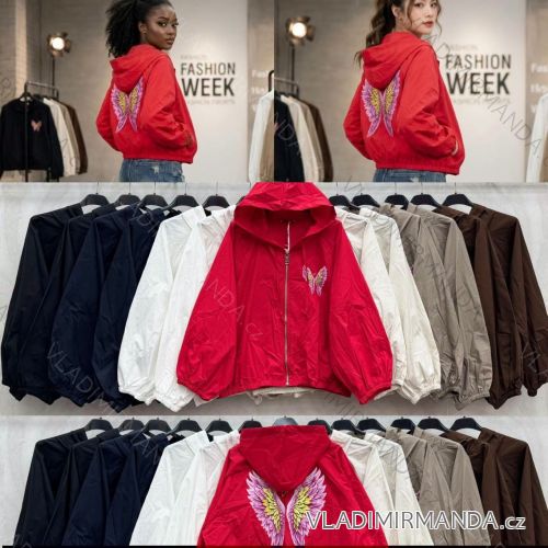 Bunda krátka tenká s kapucňou dlhý rukáv dámska (S/M/L ONE SIZE) TALIANSKA MÓDA IMWGG26004