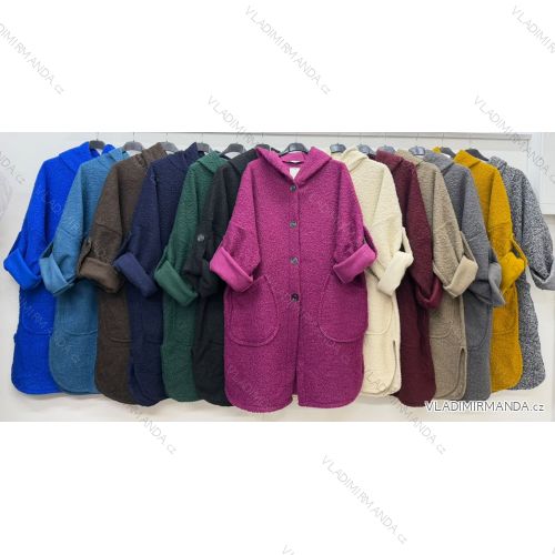 Kabát zimný na gombíky dlhý rukáv dámsky nadrozmer (46/48/50 ONE SIZE) TALIANSKA MÓDA IM4260247