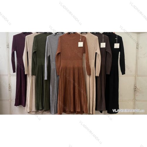 Šaty svetrové dlhý rukáv dámske (S/M/L ONE SIZE) TALIANSKA MÓDA IMC260239