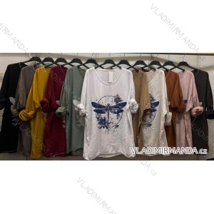 Tričko dlhý rukáv dámske nadrozmer (L/XL/XXL ONE SIZE) TALIANSKA MÓDA IMC260241