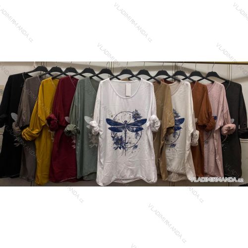 Tričko dlhý rukáv dámske nadrozmer (L/XL/XXL ONE SIZE) TALIANSKA MÓDA IMC260241