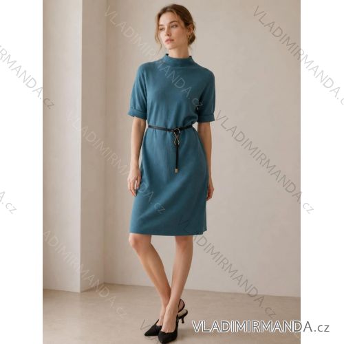 Šaty svetrové so stojačikom dlhý rukáv dámske nadrozmer (XL/2XL/3XL ONE SIZE) TALIANSKA MÓDA IMC260242