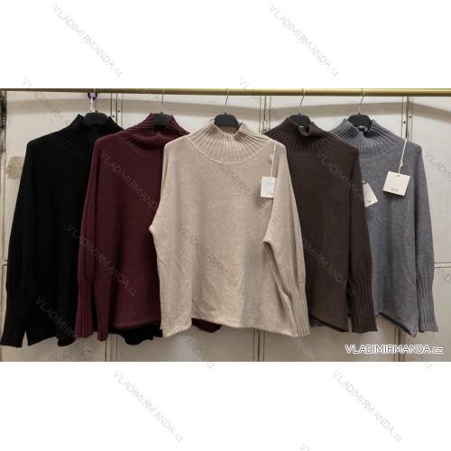 Sveter oversize úpletový s rolákom dlhý rukáv dámsky (S/M/L ONE SIZE) TALIANSKA MÓDA IMC260247
