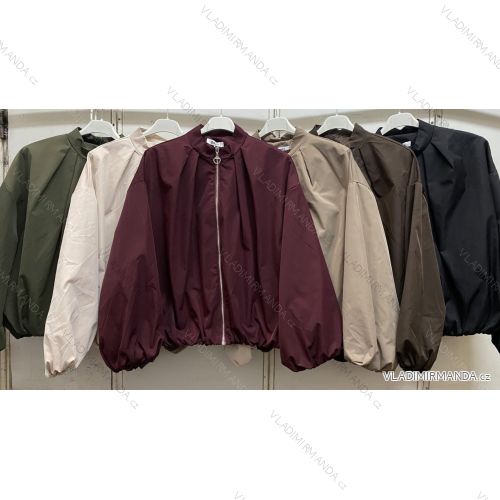 Bunda bomber na zips dlhý rukáv dámska nadrozmer (42/46/48 ONE SIZE) TALIANSKA MÓDA IMC260234