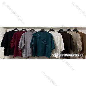 Sveter oversize úpletový so stojačikom krátky rukáv dámsky (S/M/L ONE SIZE) TALIANSKA MÓDA IMC260236