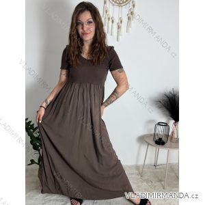 Šaty dlhé letné rebrované krátky rukáv dámske (XS/S/M/L ONE SIZE) TALIANSKA MÓDA IMSM25128