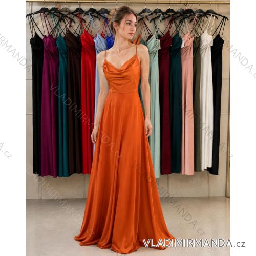 Šaty elegantné dlhé spoločenské na ramienka (S/M/L ONE SIZE) TALIANSKA MÓDA IMC260272