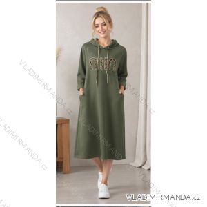 Šaty s kapucňou dlhý rukáv dámske nadrozmer (44/46/48/50 ONE SIZE) TALIANSKA MÓDA IMC260286