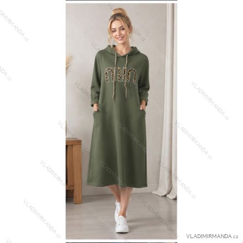 Šaty s kapucňou dlhý rukáv dámske nadrozmer (44/46/48/50 ONE SIZE) TALIANSKA MÓDA IMC260286