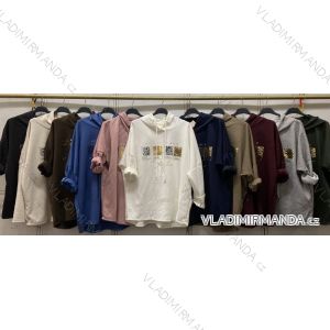 Mikina s kapucňou dlhý rukáv dámska nadrozmer (46/48/50 ONE SIZE) TALIANSKA MÓDA IMC260254