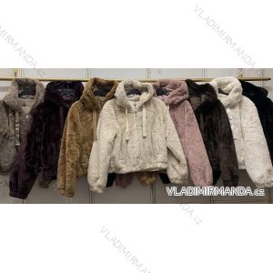 Bunda s kožúškom na zips dlhý rukáv dámska (44/46/48 ONE SIZE) TALIANSKA MÓDA IMC260260