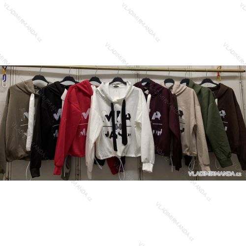 Mikina s kapucňou dlhý rukáv dámska (XL/XXL ONE SIZE) TALIANSKA MÓDA IMC260262