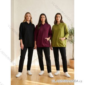 Mikina s kapucňou dlhý rukáv dámska nadrozmer (50/52/54 ONE SIZE) TALIANSKA MÓDA IM4260313