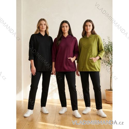 Mikina s kapucňou dlhý rukáv dámska nadrozmer (50/52/54 ONE SIZE) TALIANSKA MÓDA IM4260313