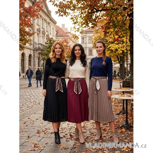 Sukňa skladaná dlhá s opaskom dámska nadrozmer (44/46/48 ONE SIZE) TALIANSKA MÓDA IM4260315