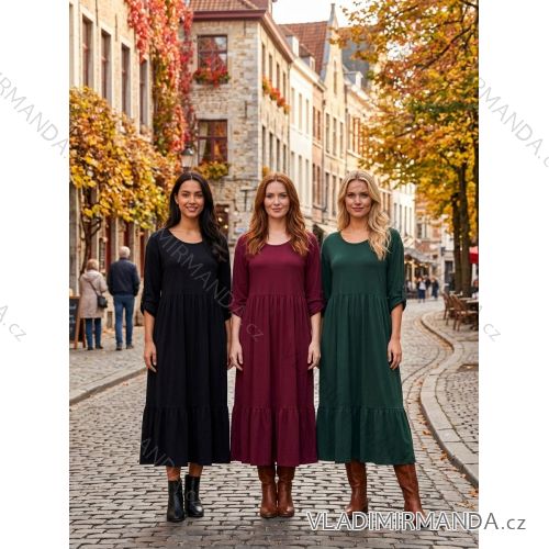 Šaty bavlnené 3/4 rukáv dámska nadrozmer (44/46/48 ONE SIZE) TALIANSKA MÓDA IM4260301