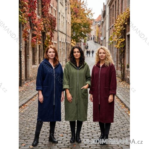 Bunda dlhá dlhý rukáv na zips dámska nadrozmer (48/50/52 ONE SIZE) TALIANSKA MÓDA IM4260302