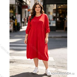 Šaty bavlnené dlhý rukáv dámska nadrozmer (46/48/50 ONE SIZE) TALIANSKA MÓDA IM4260307
