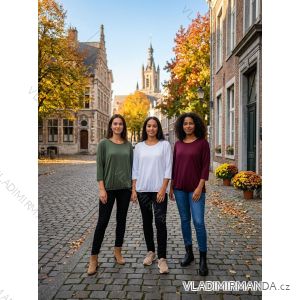 Tričko viskozové dlhý rukáv dámske nadrozmer (46/48/50 ONE SIZE) TALIANSKA MÓDA IM426308