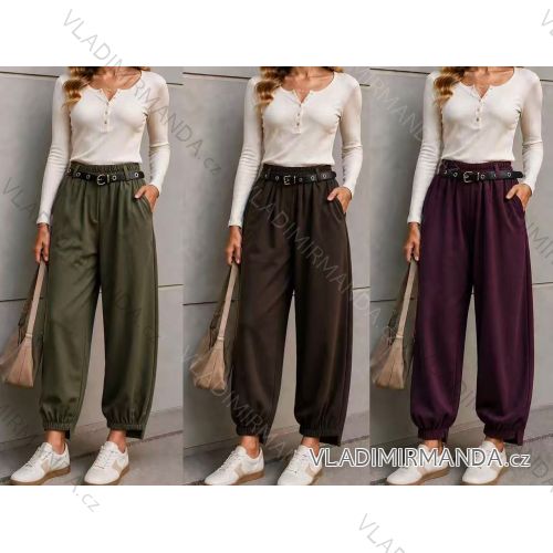 Tepláky elegantné s opaskom dámske nadrozmer (42/44/46 ONE SIZE) TALIANSKA MÓDA IM4260310